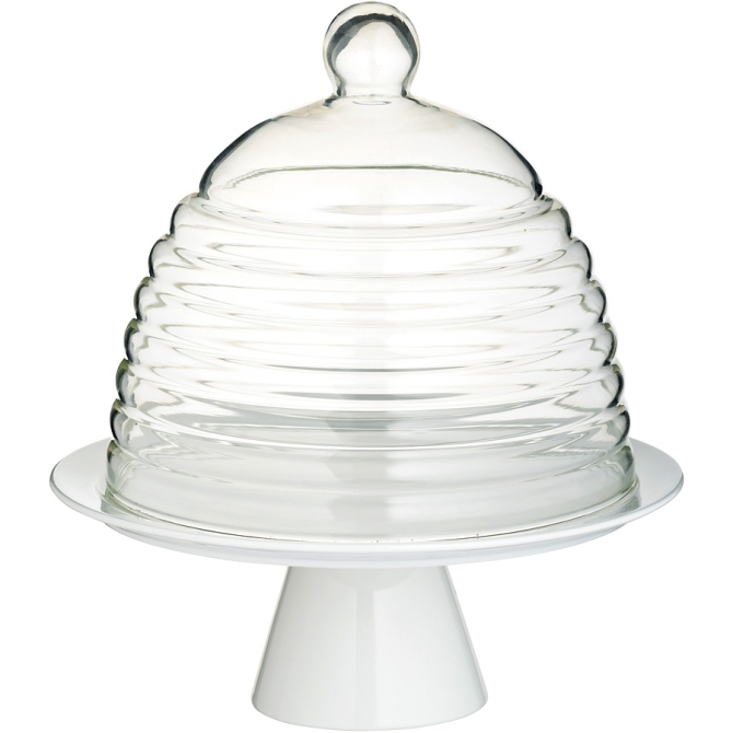 Plat  gteaux sous cloche (porcelaine et verre) 