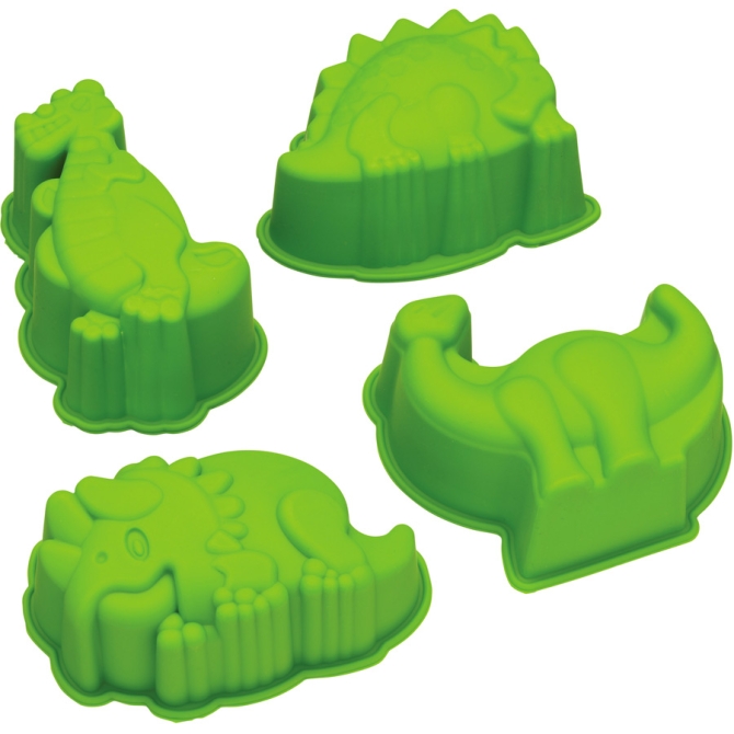 4 Moules Dinosaures (8 cm) - Silicone 