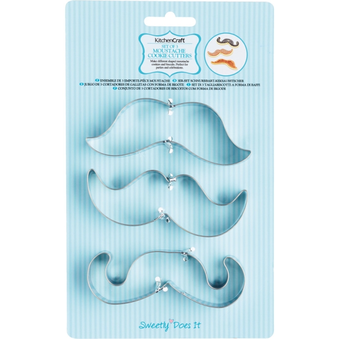 3 emportes pices Moustache (11 cm) - Mtal 