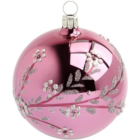 Boule Nol Rose Cerisier Japonais (8 cm) - Verre 