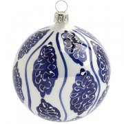 Boule Noël Blanc Faïence Bleue (8 cm) - Verre