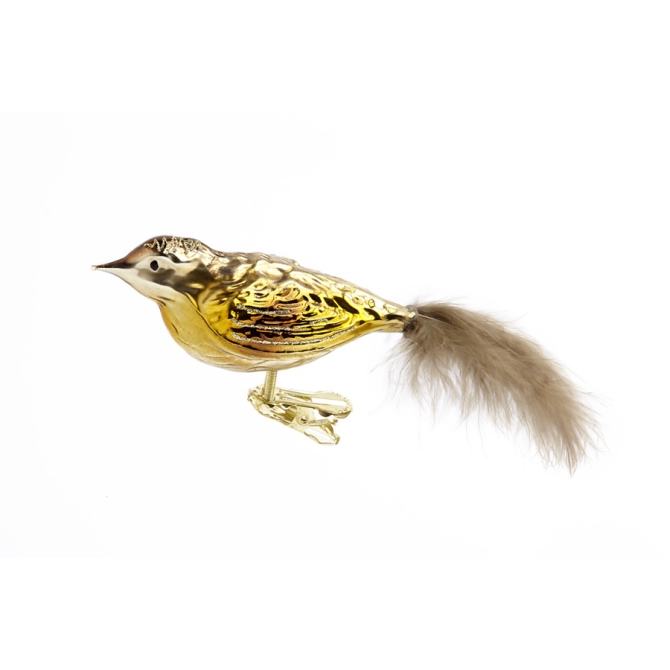 Oiseau Or  Plume clip (10 cm) - Verre 