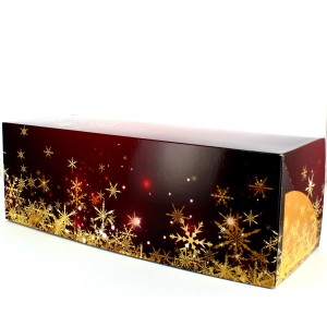 Boîte à Bûche Flocons Or Joyeuses Fêtes (35 cm) - Carton