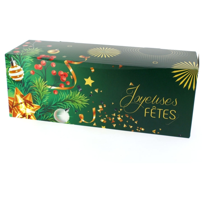 Bote  Bche Sapin et baies Joyeuses Ftes (30 cm) 