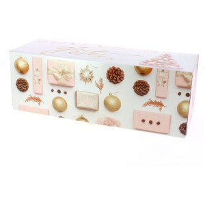 Boîte à Bûche Joyeuses Fêtes Rose Chic - 30 cm