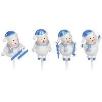 4 Bonhommes de Neige Bleu/Argent sur pics