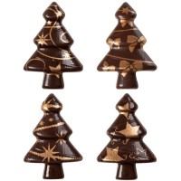 4 Sapins en chocolat Noir/Or/Argent