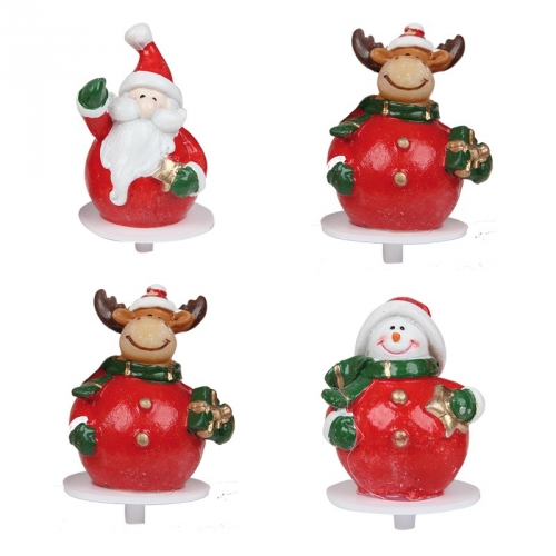 4 Pics personnages de Noël en plastique 