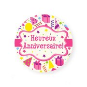 Mini Disque en Sucre Heureux anniversaire Confettis (7,5 cm)