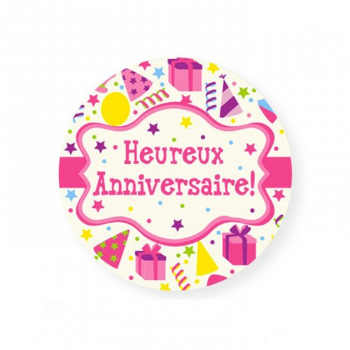 Mini Disque en Sucre Heureux anniversaire Confettis (7,5 cm) 