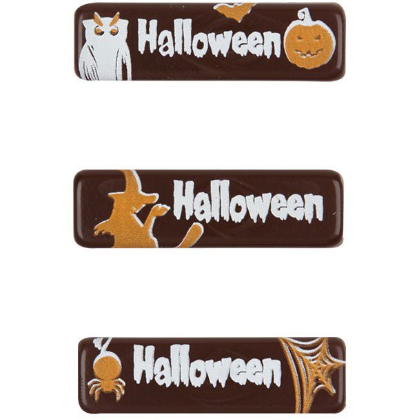 3 Mini Plaquettes Halloween en Chocolat noir (4 cm) 