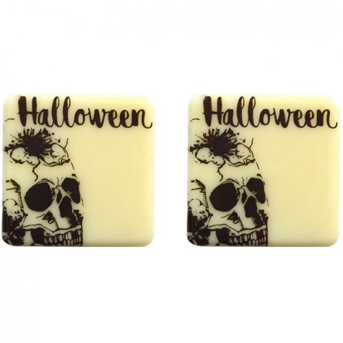 5 Carrés Crâne Halloween (3 cm) - Chocolat Blanc 