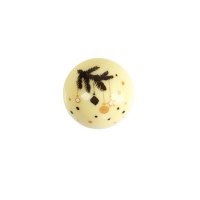 2 Boules Dco avec Branche de Nol (2,8 cm) - Chocolat Blanc