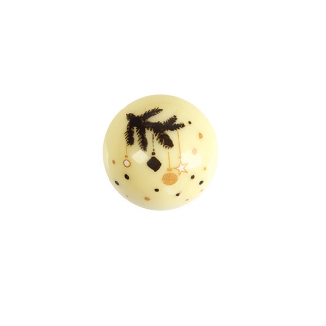 2 Boules Dco avec Branche de Nol (2, 8 cm) - Chocolat Blanc 