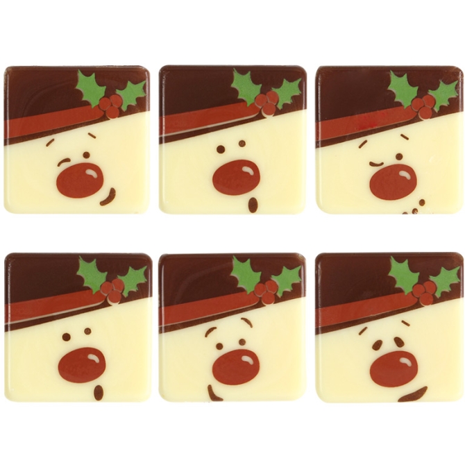 5 Plaquettes Bonhommes de Neige (3 cm) - Chocolat Blanc 