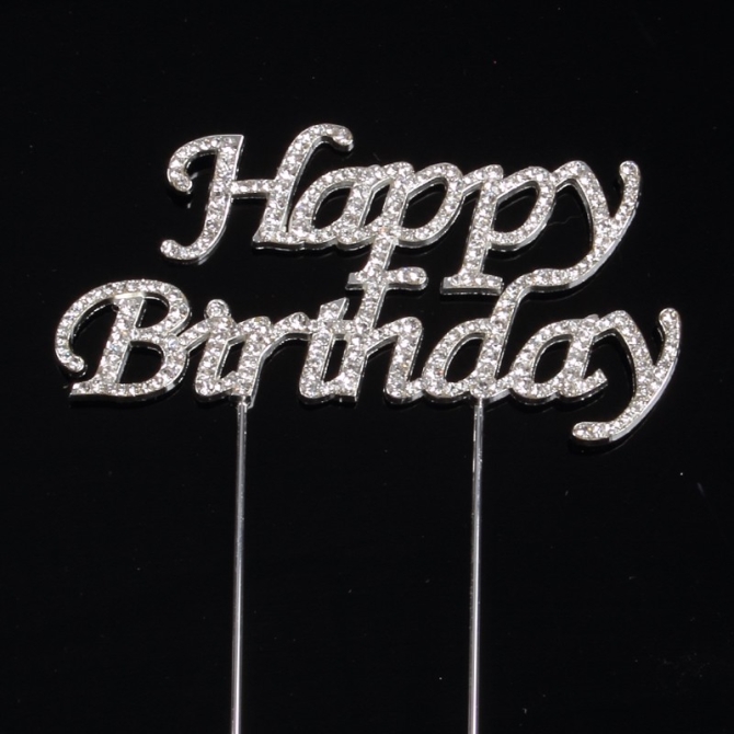 Happy Birthday Strass (10 cm) - Métal et Verre 