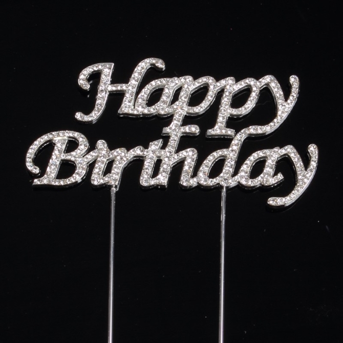 Happy Birthday Strass (10 cm) - Mtal et Verre 