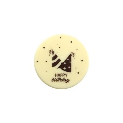 1 Mini Disque Happy Birthday (5 cm) - Chocolat blanc. n1