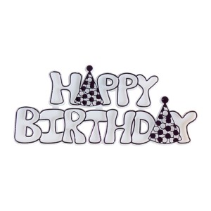 Plaquette Happy Birthday Violet (9 cm) - Plastique