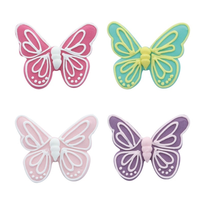 4 Grands Papillons 2D (5, 5 cm) - Sucre 
