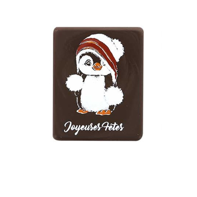 1 Plaquette Joyeuses Ftes Pingouin (5 cm) - Chocolat Noir 