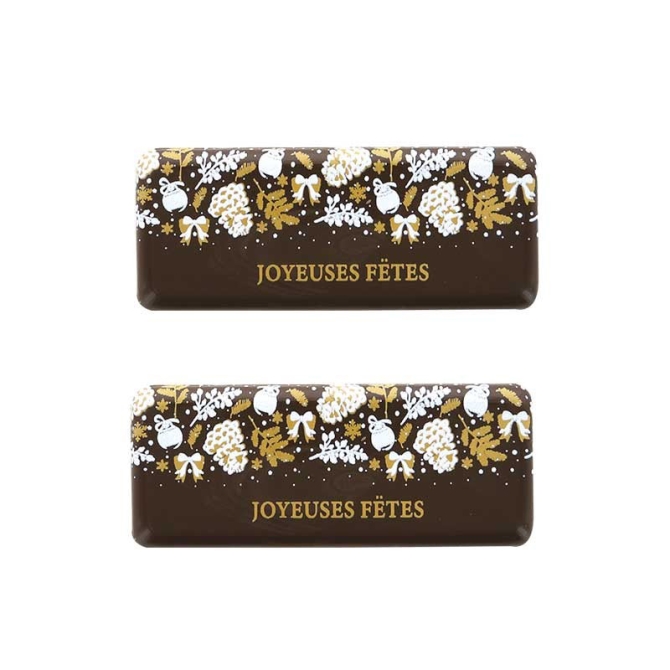2 Plaquettes Joyeuses Ftes Nol Fantaisie (5, 5 cm) - Chocolat Noir 