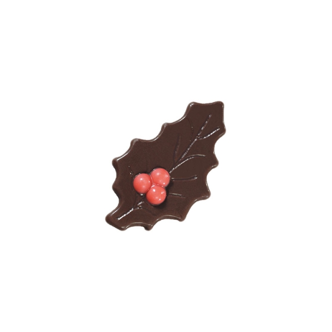 3 Feuilles de Houx  plat (4 cm) - Chocolat au Lait 