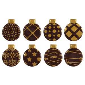 8 Boules de Noël Féérie à plat (2,5 cm) - Chocolat Noir