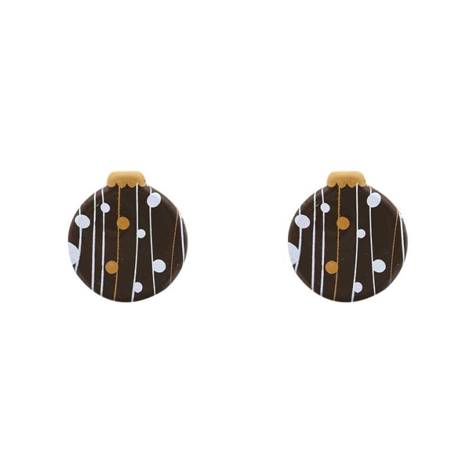 5 Boules Bulles de Nol  plat (3 cm) - Chocolat Noir 