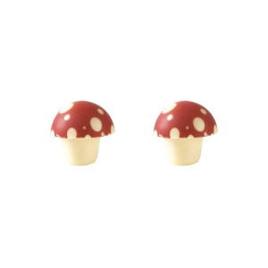 2 Champignons Rouge 3D (2,8 cm) - Chocolat Blanc