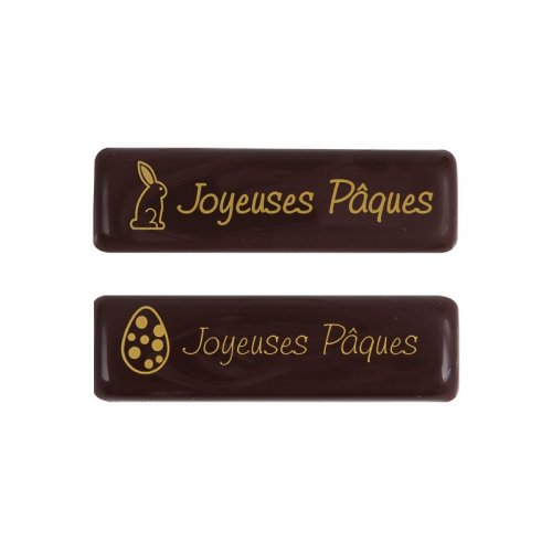 2 Mini Plaquettes Joyeuses Pâques (4,5 cm) - Chocolat 