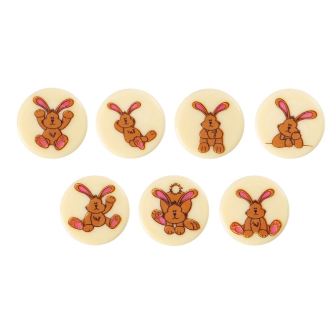 7 Mdaillons Lapin (3 cm) - Chocolat blanc 