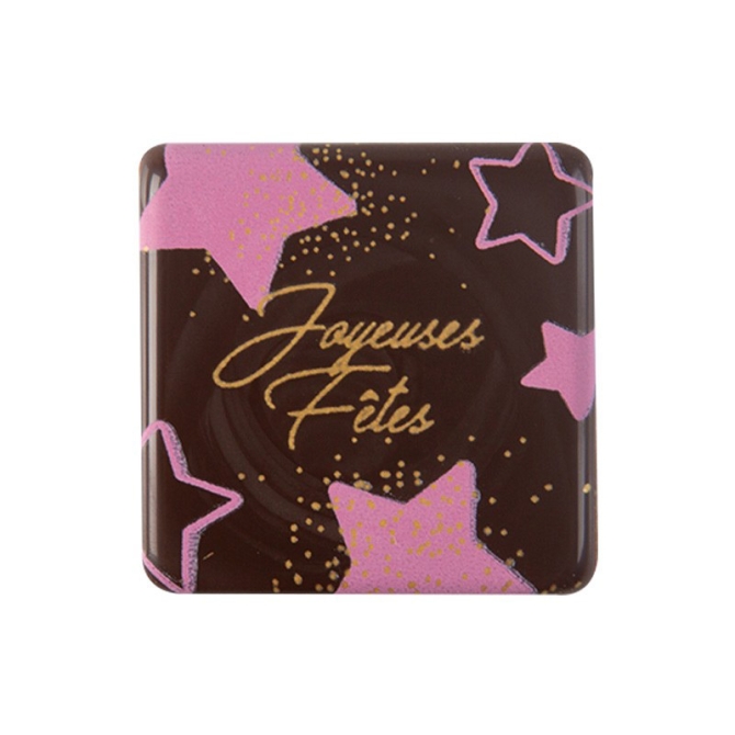 5 Petites Plaquettes Joyeuses Ftes Or / Rose (3 cm) - Chocolat Noir 