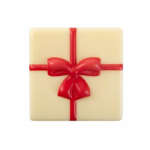 1 Grande Plaquette Cadeau Noeud Rouge  (5 cm) - Chocolat Blanc 