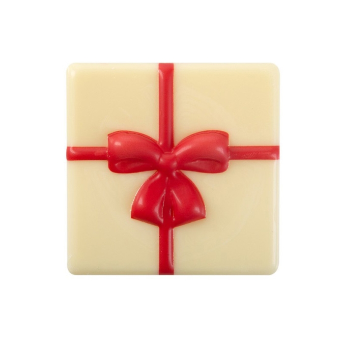 1 Grande Plaquette Cadeau Noeud Rouge  (5 cm) - Chocolat Blanc 