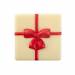 1 Grande Plaquette Cadeau Noeud Rouge  (5 cm) - Chocolat Blanc. n1