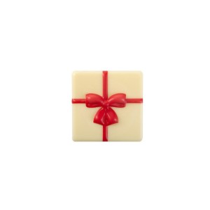 1 Plaquette Cadeau Noeud Rouge  (4 cm) - Chocolat Blanc