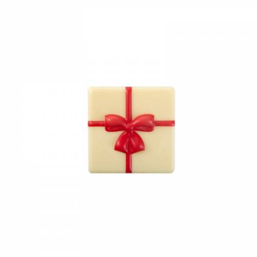 1 Plaquette Cadeau Noeud Rouge  (4 cm) - Chocolat Blanc 