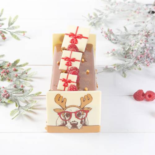 2 Petites Plaquettes Cadeau Noeud Rouge  (3 cm) - Chocolat Blanc 