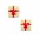 2 Petites Plaquettes Cadeau Noeud Rouge  (3 cm) - Chocolat Blanc images:#1