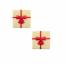 2 Petites Plaquettes Cadeau Noeud Rouge  (3 cm) - Chocolat Blanc