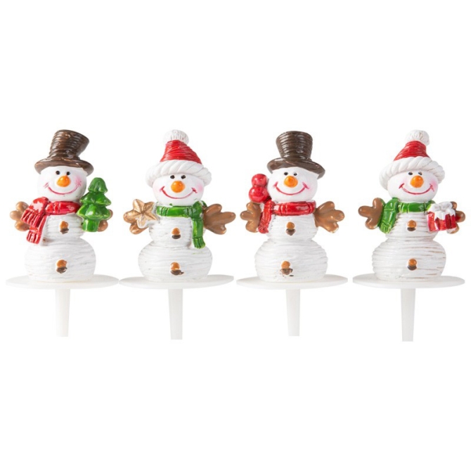 4 Pics Bonhomme des Neiges  (4 cm) - Plastique 