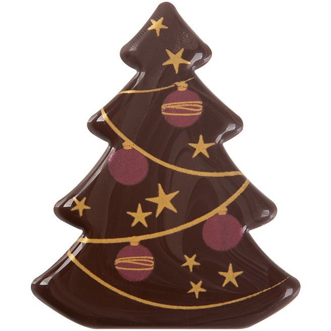 2 Sapin Rouge / Or  (5, 5 cm) - Chocolat Noir 