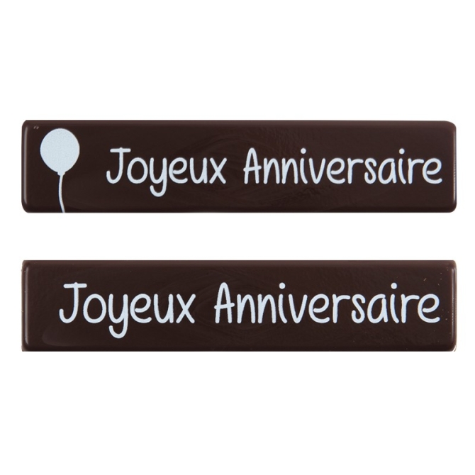 2 Plaquettes Joyeux Anniversaire (9 cm) - Chocolat Noir 