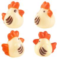 4 Poules 3D - Chocolat Blanc (3,5 cm)