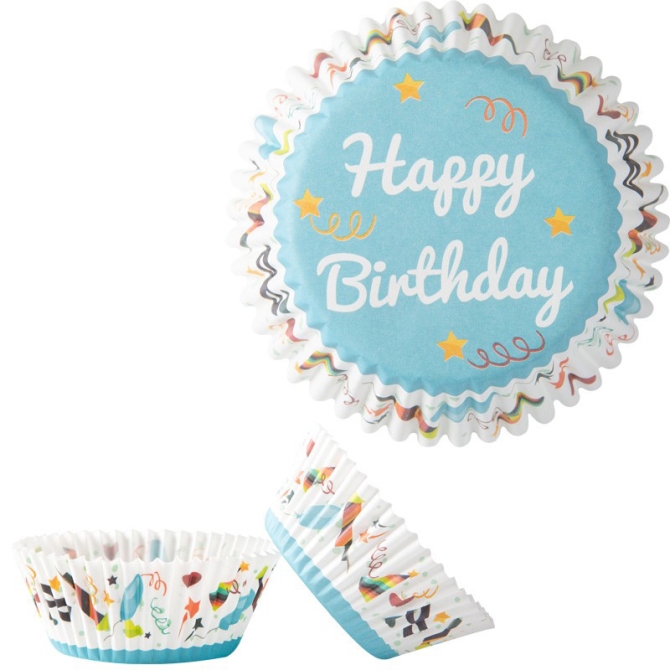 50 Caissettes  Cupcakes - Happy Birthday 