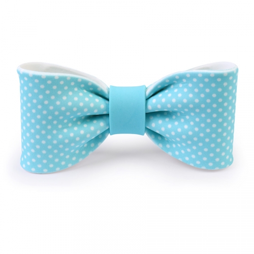 Grand Noeud Papillon Bleu  Pois 10 cm - Sucre 