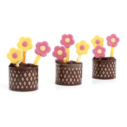 5 Fleurs Jaune 4 cm - Chocolat. n�2