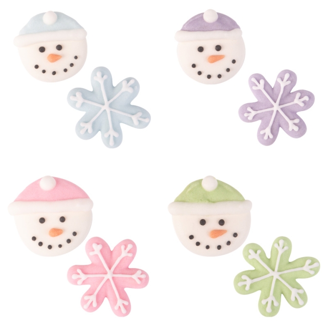 Assortiments Bonhomme et Flocons de Neige (2, 5 cm) - Sucre 