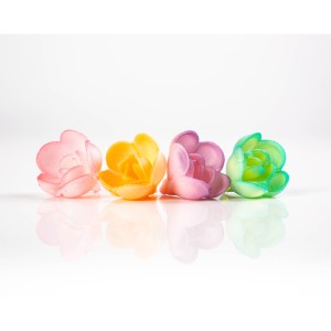 4 Boutons de Roses Pastels en azyme - 3 cm